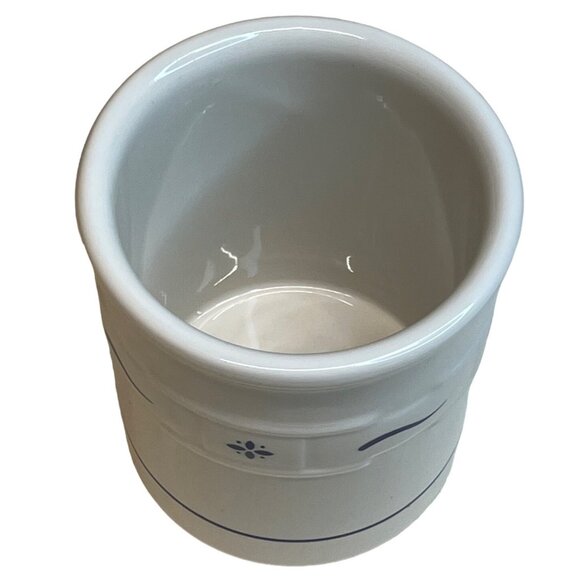 Longaberger Pottery Classic Blue Woven Traditions Utensil Holder 5 1/2” - Picture 4 of 6